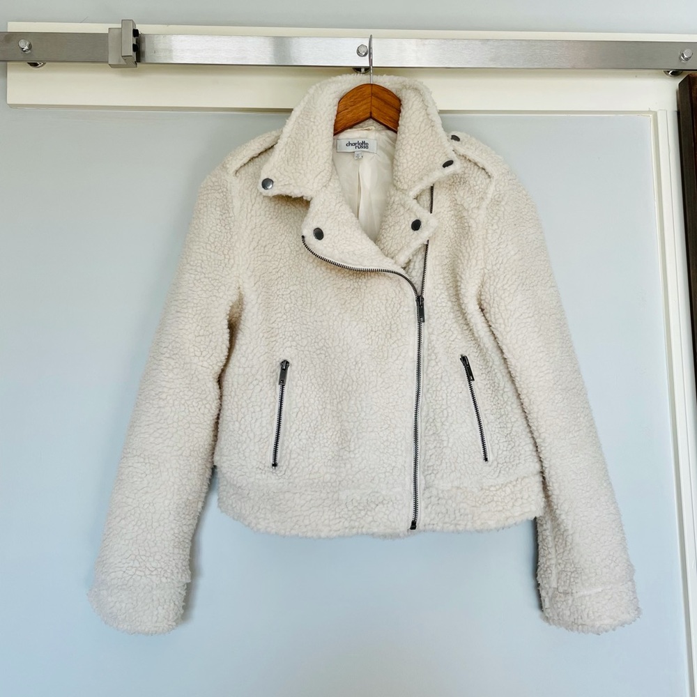 Cream Zip Up Teddy Coat